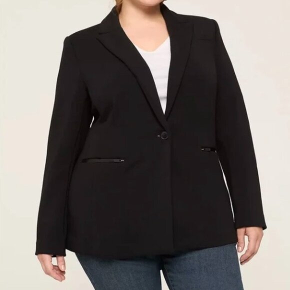 Lane Bryant Journey Black Blazer Button-Down Scuba Stretch Plus Size 22 Women's - Picture 1 of 14